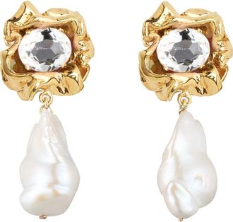 Sterling King Lola Baroque Pearl Drop Earrings in Gold - Crystal at Nordstrom
