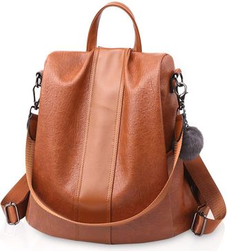 Nicole & Doris Women Fashion Backpack for Ladies Casual Rucksack Nylon School Bags Waterproof Anti-Theft Daypack Shoulder Bag Large Capacity Brown