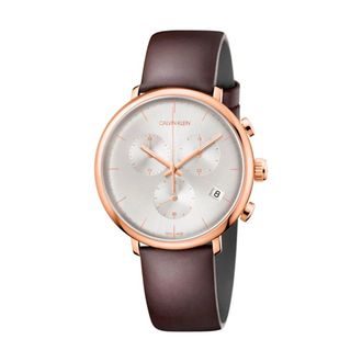 Calvin Klein High Noon Horloge - Dames - Horloges - Grijs - ONE Size - Leer - Accessoires