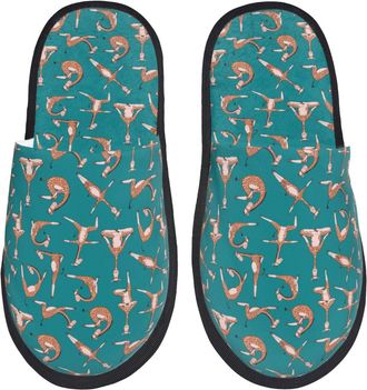 Generic Mens Slipper Giraffes Doing Various Yoga Print Warm Hotel Slippers Comfortable Lightweight Winter Slippers Guest Winter L