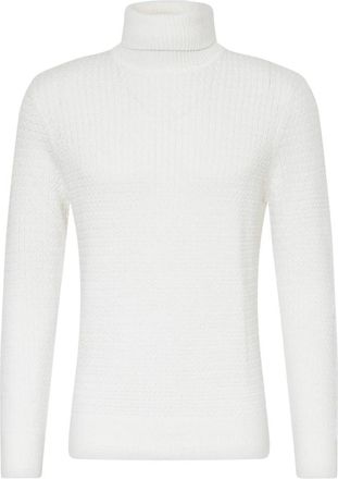 Strellson Fold-over Collar Sweater - Heren - Coltruien - Wit - 2XL - Wol - Truien & Vesten