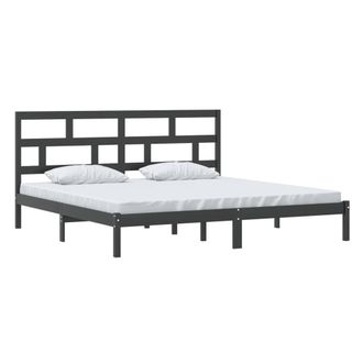 Berkfield Home Beautiful Bed Frame Black Solid Wood Pine 200x200 cm