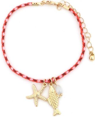 Panacea Sea Life Charm Braided Bracelet in Pink at Nordstrom