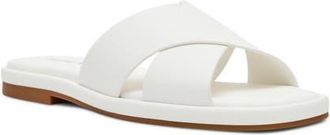 Anne Klein Khloe Crossover Strap Slide Sandal in White at Nordstrom, Size 11