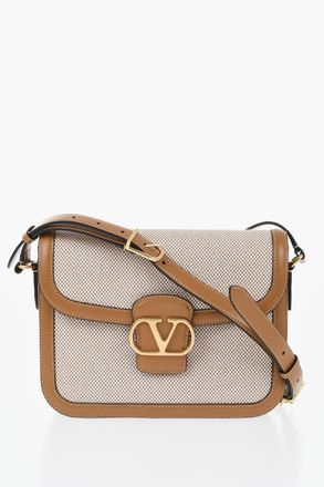 Valentino GARAVANI Borsa a Tracolla Bicolore in Canvas con Finiture in Pelle Valentino
