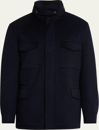 Loro Piana Mens Traveller Water-Resistant Cashmere Field Jacket