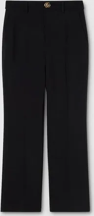 Gucci Cr&ecirc;pe Wool Pants With Double G Button, Black, Ready-to-wear