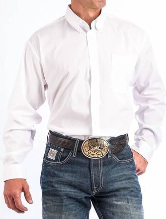 Cinch Solid Button-Down Shirt In White