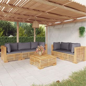vidaXL Juego Muebles De Jard&iacute;n 6 Piezas Y Cojines Madera Maciza Teca Vidaxl