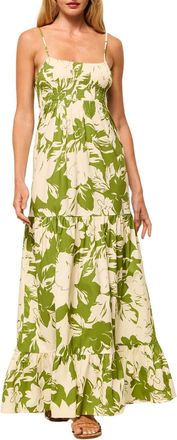 Misa Carmela Maxi Dress In Green Goddess Poplin