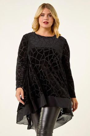 Roman Velvet Chiffon Hem Top