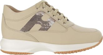 Hogan Leren Sneakers met Strass Detail - Dames - Sneakers - Beige - 37 EU - Leer - Schoenen