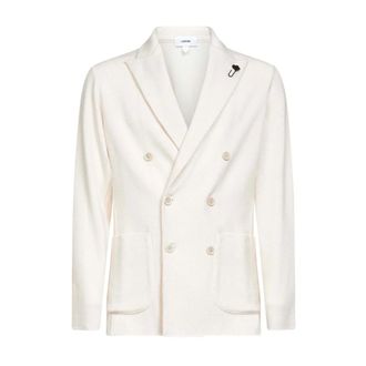 Lardini Blazers, male, White, M, Cream Jacket for Stylish Outfits