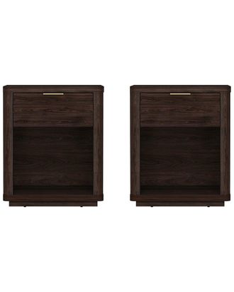 Manhattan Comfort Set Of 2 Evelyn Modern Nightstands With 2 Full Extension Drawers