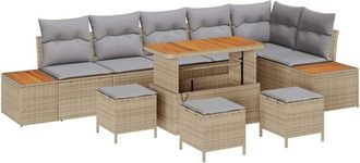 vidaXL Garden Sofa Set with Cushion 10 pcs Beige Poly rattan vidaXL