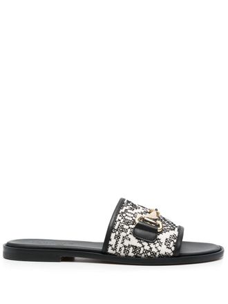 Doucal's Sandali slides con ricamo - Nero