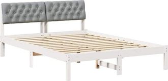 vidaXL Bed frame White and light grey 140 x 200 cm Solid pine wood vidaXL