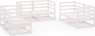 vidaXL 6 Piece Garden Lounge Set White Solid Pinewood Vidaxl