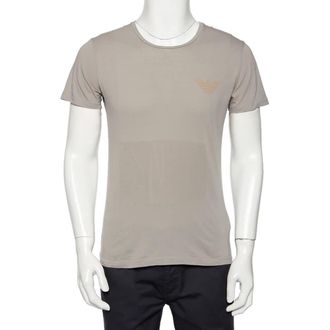 Emporio Armani Grey Logo Generationy Printed Cotton Crewneck T-Shirt