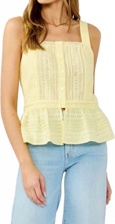 Lovestitch Boardwalk Eyelet Ruffle Tank In Yellow