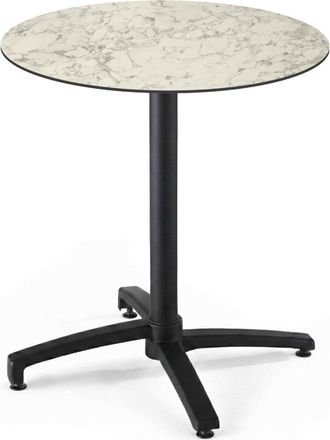 Oviala Mesa de jard&iacute;n redonda 60 cm inclinable aluminio y HPL m&aacute;rmol