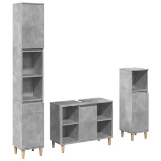 Berkfield Home 3 Piece Bathroom Furniture Set Concrete Grey Engineered Wood