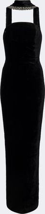 Roland Mouret Embellished halterneck velvet gown