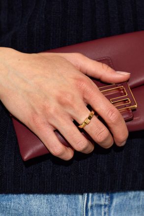 Fendi Ring With Logo, Womens, Gold