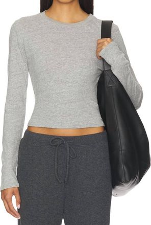 perfectwhitetee Jamie Long Sleeve Tee In Heather Grey