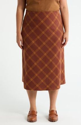 Renee C Plaid Knit A-Line Skirt in Rust at Nordstrom Rack, Size 2 X