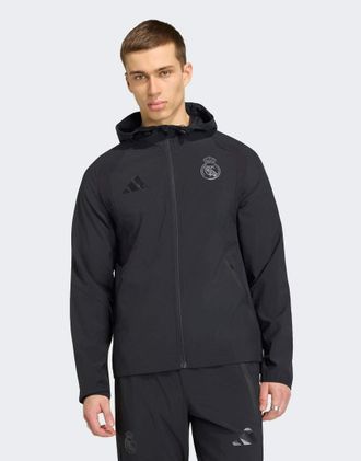 adidas adidas Performance - Real Madrid - Giacca a vento nera con zip intera-Nero