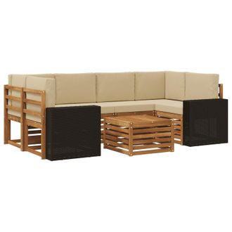 vidaXL Conjunto De Sof&aacute;s De Exterior Con Coj&iacute;n 7 Pcs Natural Y Beige Vidaxl