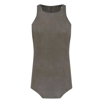 Rick Owens Sleeveless Tops, male, Gray, Size: L Canotta con scollo olimpionico