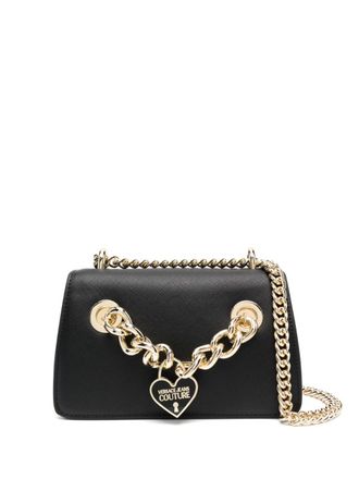 Versace Jeans Couture logo-charm chain-embellished crossbody bag - Black