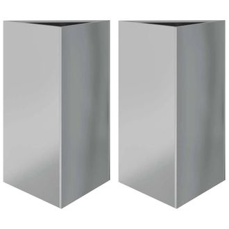 Berkfield Home Garden Planters 2 pcs Triangular 50x43x75 cm Galvanized Steel in Silver | Size: 50 x 43 x 75 cm