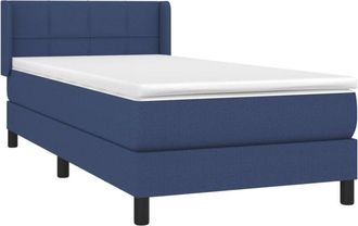 vidaXL Cama Box Spring Con Colch&oacute;n Tela Azul 90x190 Cm Vidaxl