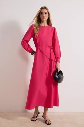 Trendyol Modest Dames Roze Effen Maxi Lang Casual A-lijn Modest Jurken