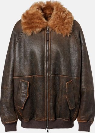 Brunello Cucinelli Monili shearling-trimmed leather blouson jacket