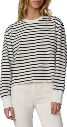 Joe's Stripe Long Sleeve Cotton T-Shirt in Milk/Navy Stripe at Nordstrom, Size X-Large