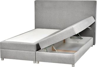 Beliani Beliani - Cama Continental Gris Claro Plateado 160 X 200 Cm Poli&eacute;ster Almacenaje Minister