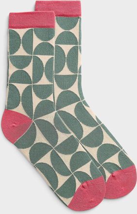 Simons Womens Contrast geometry socks