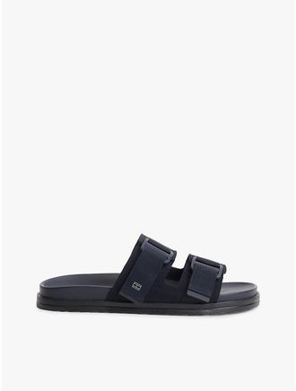 Tommy Hilfiger Mens Double-Strap Suede Sandal - Navy - US 11.5 / EU 45