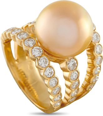 Assael 18K Yellow Gold 1.72ct Diamond and Golden Pearl Ring AS02-071526