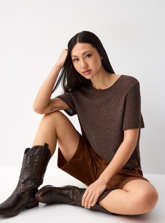 Only Womens Rolled trim fine-knit sweater