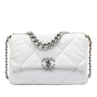 Chanel Pre-owned Large 19 Flap Bag - Dames - Pre-owned - Wit - Maat: ONE Size Leer