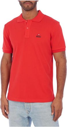 Diesel Klassiek Polo Shirt met Korte Mouwen - Heren - Polos - Rood - L - Katoen - Tops
