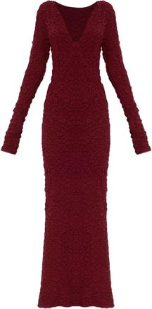 By Malene Birger Venus jurk met textuur en lange mouwen - Rood