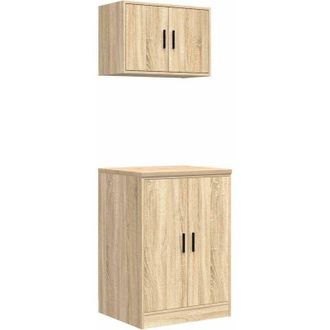 vidaXL Armarios 2 Uds Para Garaje Madera De Ingenier&iacute;a Roble Sonoma Vidaxl