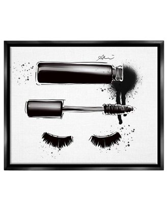 Stupell Industries Glam Mascara Lashes Makeup Framed Floater Canvas Wall Art By Alison Petrie