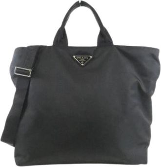 Prada Pre-owned Tessuto Saffiano Tote Bag - Dames - Vintage Shopper - Zwart - ONE Size - Vintage